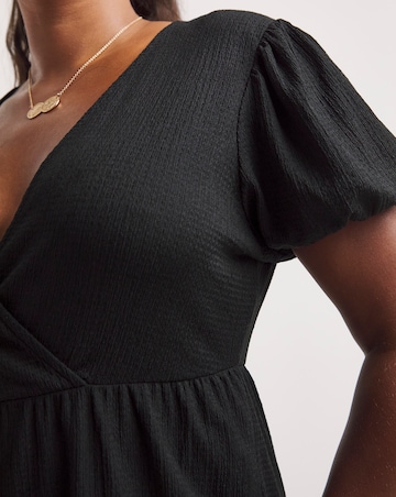 Simply Be Black Wrap Front Waffle Playsuit