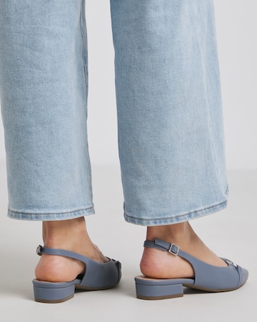 Sylvia Flat Slingback Shoes With Trim Detail - Extra Wide Fit (EEE)