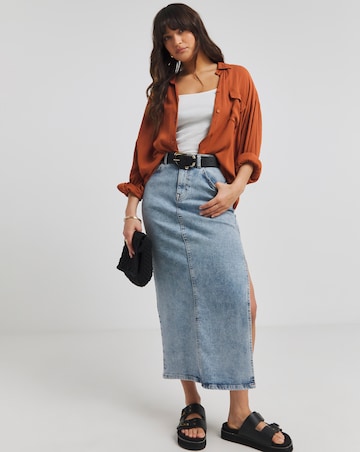 Simply Be Terracotta Oversized Crinkle Long Sleeve Shirt