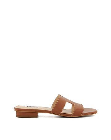 Dune Loupe Leather Slider Sandal Wide Fit