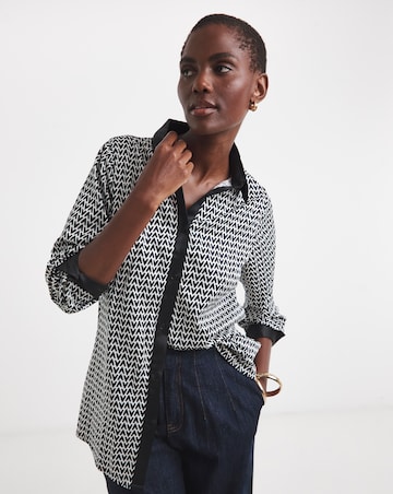 Printed Satin Long Sleeve Shirt