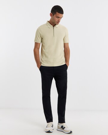 Lyle & Scott Short Sleeve Ottoman Half Zip Polo - Taupe
