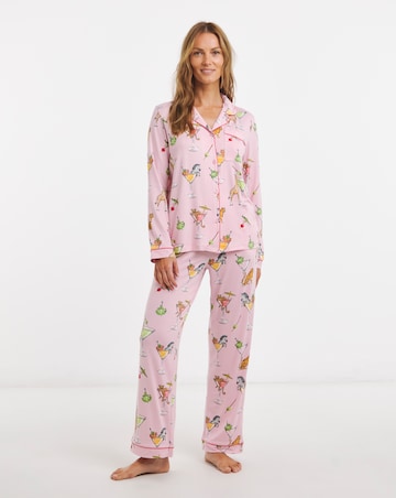 Chelsea Peers Classic Button Up Pyjama Set Cocktail Animals Print