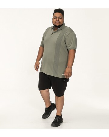D555 Big And Tall Chippendham Jacquard Knitted Front Panel S/S Polo - Khaki