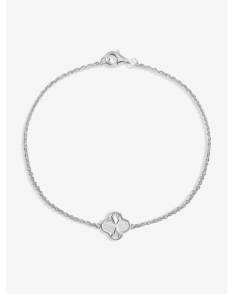 Simply Silver Sterling Silver 925 Polished Diamond Cut Clover Bracelet