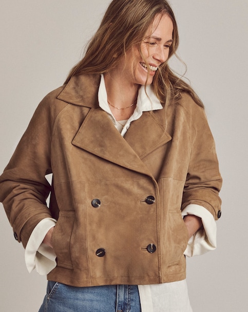 Anthology Real Suede Short Sand Trench Jacket