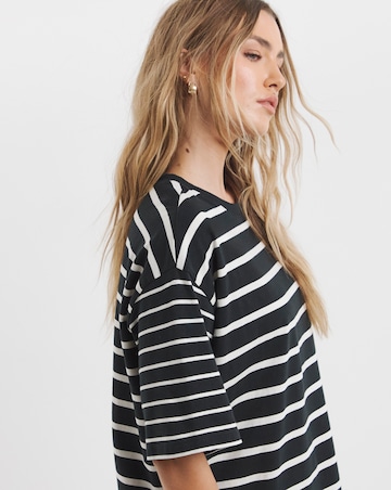Simply Be Black & Ivory Oversized Slouchy Crew Neck T-Shirt