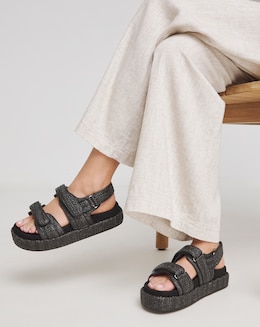 Simply Be Nyra Raffia Chunky Footbed Sandals - Wide Fit (E)