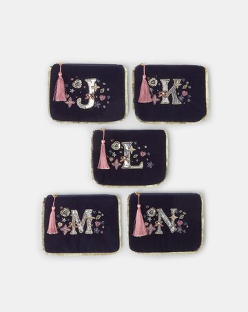 Accessorize Initial Velvet Pouch