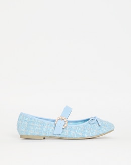 Joe Browns Blue Flat Tweed Mary Jane- Extra Wide Fit (EEE)