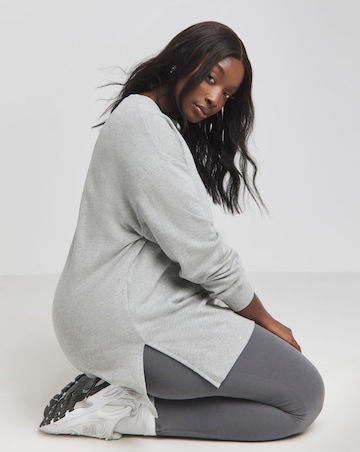 Basic Grey Marl Side Split Longline Sweatshirt Tunic