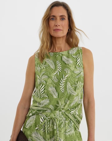 Printed Linen Mix Sleeveless Shell Top