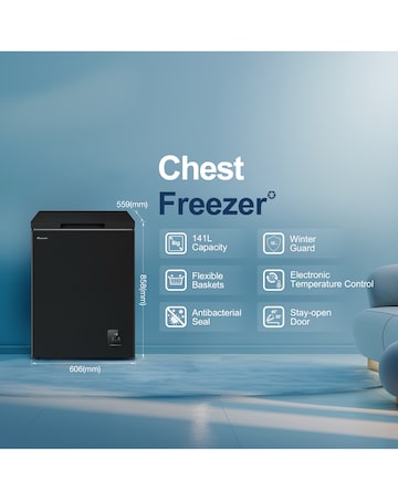 Fridgemaster MCF145EB 141L Freestanding Chest Freezer - Black - E Rated