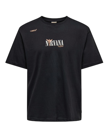Only & Sons Nirvana Back Graphic T-Shirt - Black