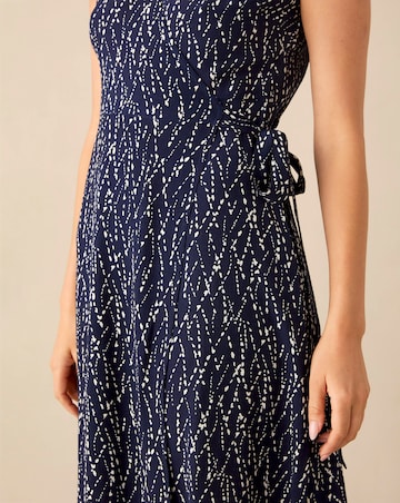 Ro&Zo Navy Dash Print Wrap Midi Dress