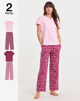 JD Williams (2 Pack) Cotton Top Pyjama Sets