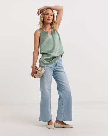 Sage Satin V Neck Vest