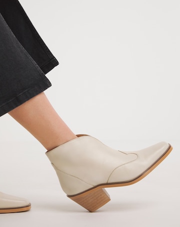 Alma Leather V Cut Western Ankle Boots Wide E Fit