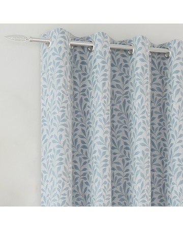 Sherwood Leaf Jacquard Lined Curtains - Ice Blue