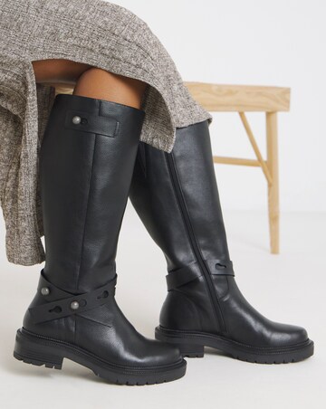Veronica Knee High Wrap Detail Boots - Wide Fit (E) & Curvy Calf