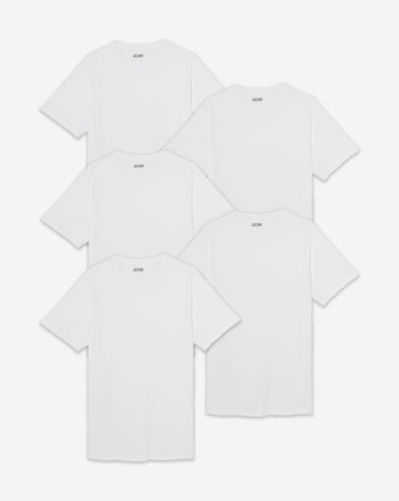 5 Pack White Crew Neck T-Shirts Long