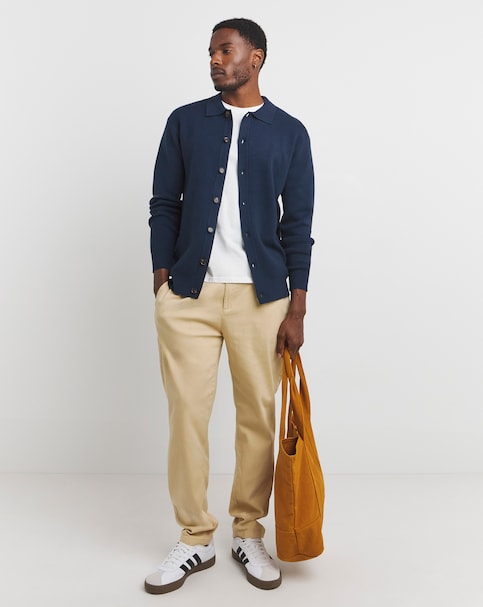 Navy Soft Touch Collared Cardigan