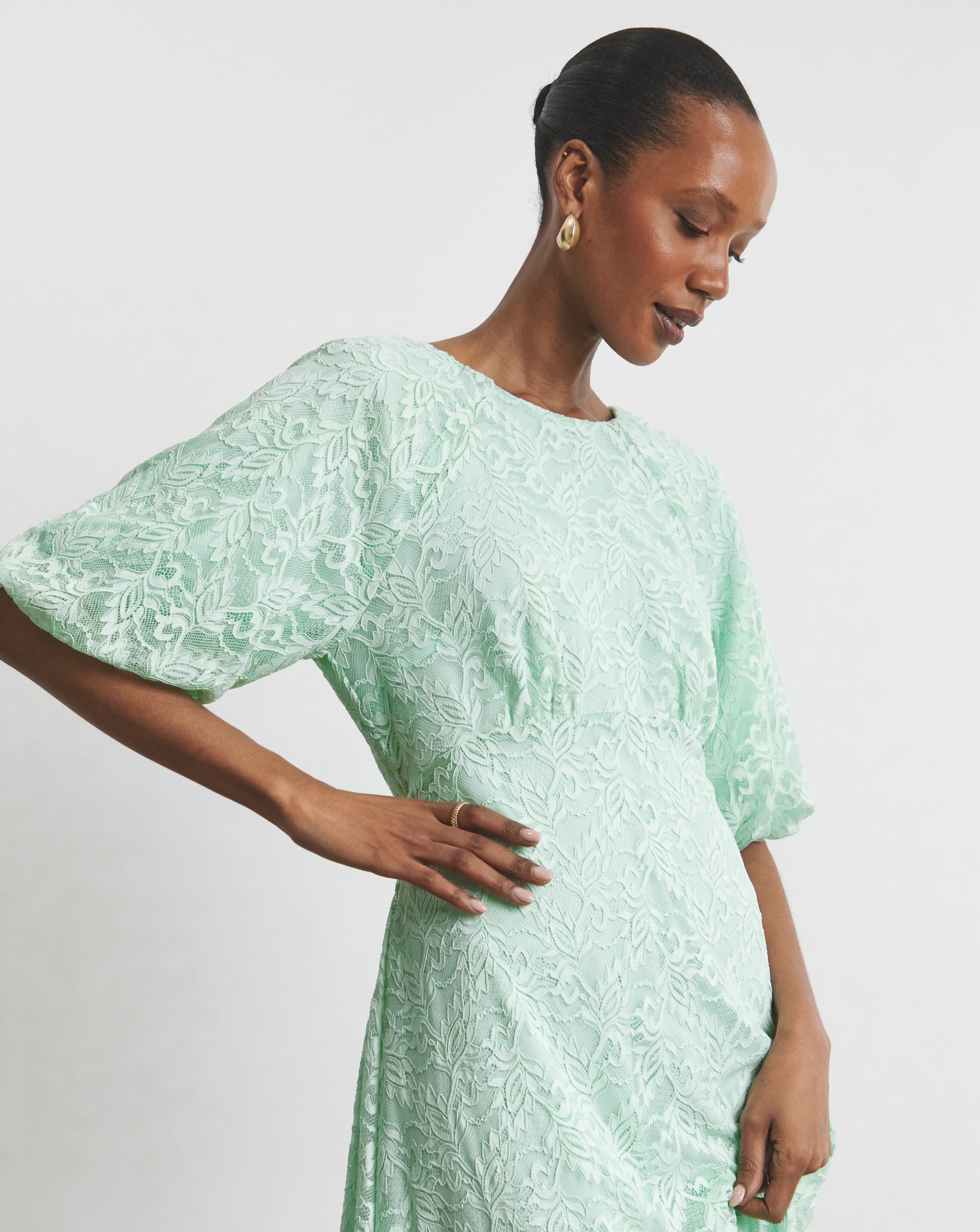 Joanna Hope Lace Dress With Puff Sleeves | Ambrose Wilson