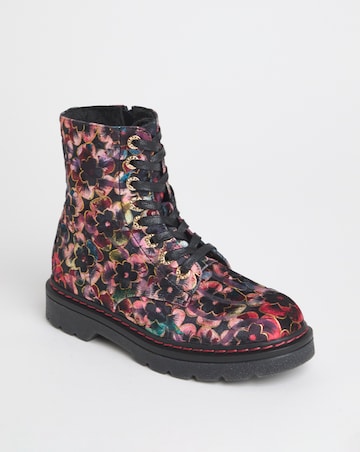 Heavenly Feet Justina Lace Up Chunky Boot Ex Wide Fit