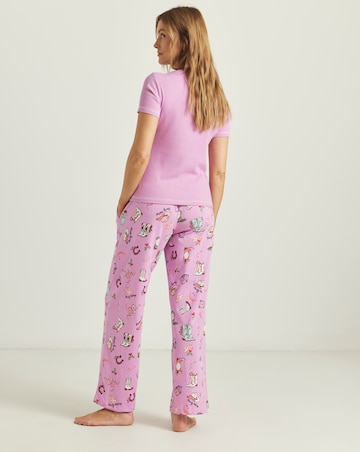 Simply Be (2 Pack) Cotton Ribbed Top Howdy Holidays Pyjama Sets Multi