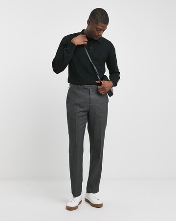 Black Textured Long Sleeve Polo