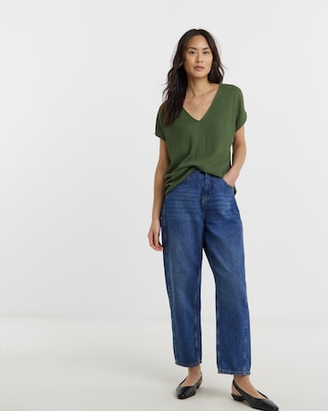 Textured V-Neck Top