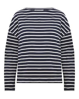 Anthology Navy &amp; White Cotton Modal Long Sleeve Top