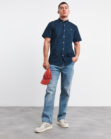 Voi Plain Oxford Short Sleeve Shirt Long Length