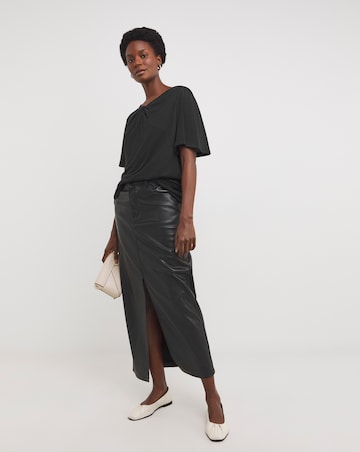 Black Twist Detail Angel Sleeve Top