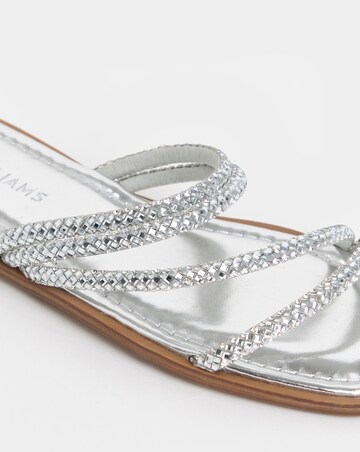 Daffodil Sparkly Asymmetric Flat Mule Sandals - Wide Fit (E)