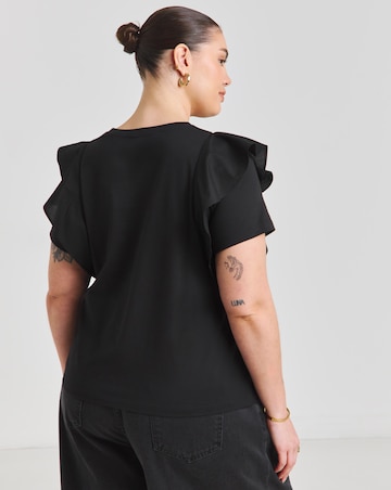 Simply Be Black Ruffle T-Shirt