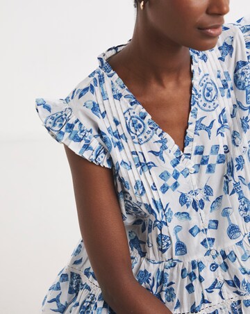 Printed Frill Sleeve Prairie Vest