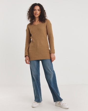 V Neck Ribbed Tunic