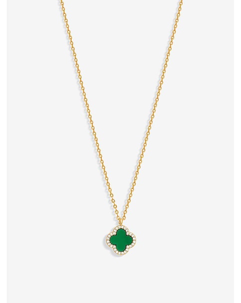 Jon Richard Gold Plated And Malachite Clover Pendant Necklace