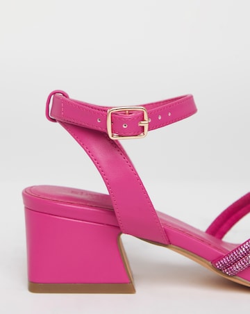 Cassia Diamante Bow Low Block Heel Sandals - Extra Wide Fit (EEE)