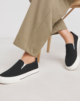 Cali Slip On Canvas Trainer - Wide Fit (E)