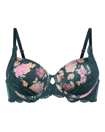 Dorina Curves Anahi Lightly Padded Full Cup Wired Bra Green Floral