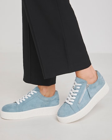 Quincy Side Zip Leather Trainer - Wide Fit (E)