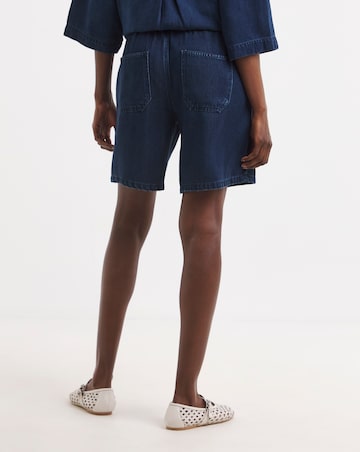 Blue Lyocell Denim Jogger Shorts