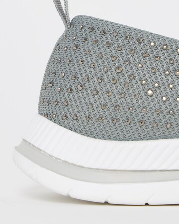 Cushion Walk Grey Sparkle Knit Ballet Flats - Wide Fit (E)