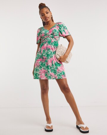 Simply Be Tropical Floral Print Twist Front Skater Dress