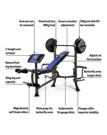 Marcy MWB-36780b Starter Weight Bench with 36kg Weight Set