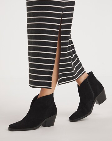 Alma Suede V Cut Western Ankle Boots Extra Wide EEE Fit