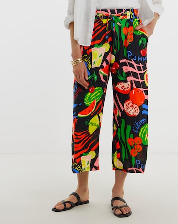 Linen Mix Wide Leg Trousers