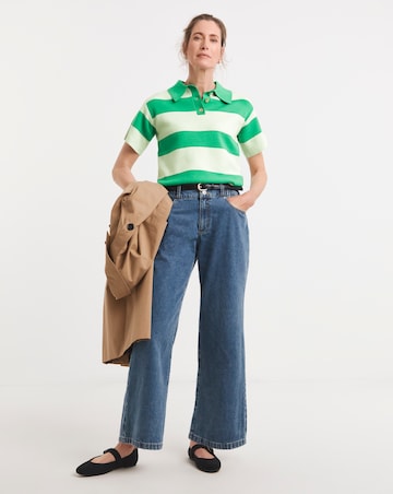 Green Stripe Short Sleeve Jumper